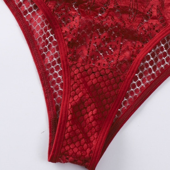 3/$15 Sexy Red Floral Lace Bikini Panties Underwear Semi sheer Low Waist Mesh - Picture 12 of 13